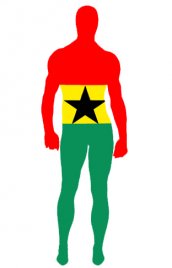Drapeau du Ghana élasthanne lycra costume seconde peau