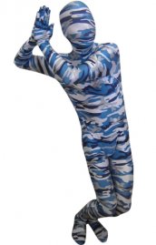 Camouflage bleu gris élasthanne lycra seconde peau