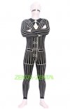 Gangster déguisement seconde peau noir blanc rayure smoking combinaison intégrale zentai