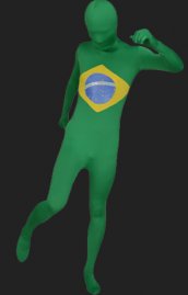 Drapeau brésilien morph suit élasthanne lycra zentai seconde peau