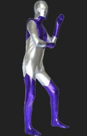 Argent purple brillant morph suit effet métallique déguisement zentai