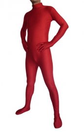 Rouge foncé spandex lycra catsuit (Sans la cagoule ni des gants)