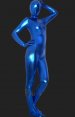 Bleu déguisement seconde peau brillant effet métallique unisexe zentai