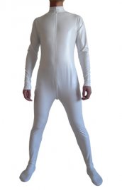 Seconde peau blanc brillant effet métallique catsuit (Sans la cagoule ni les gants)