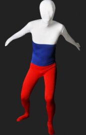 Drapeau de la Russie morph suit White Blue and Red élasthanne lycra zentai