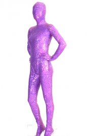Purple brillant métallique imprimé déguisement seconde peau