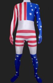 Drapeaux des états-Unis morph suit rouge bleu blanc élasthanne lycra zentai