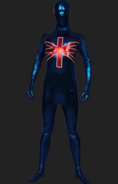 Union Jack morph suits Royaume-Uni morph suit effet métallique combi intégrale zentai