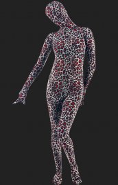 Léopard catsuit texteure douce rouge élasthanne lycra combinaison intégrale unisexe déguisement seconde peau