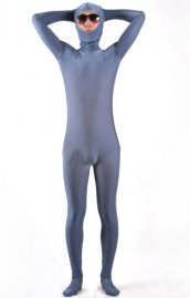 Seconde peau gris ardoise lycra spandex ouverture visage