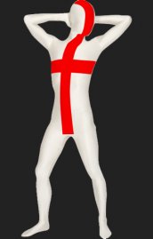 Drapeau Britannique morph suit rouge élasthanne lycra unisexe combi intégrale zentai