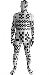 Noir blanc carreaux pixel élasthanne lycra déguisement seconde peau