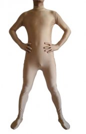 Café clair spandex lycra catsuit (Sans la cagoule ni des gants)