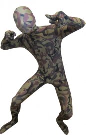 Camouflage vert millitaire brun élasthanne lycra seconde peau