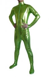 Vert clair brillant effet métallique catsuit (Sans la cagoule ni les gants)