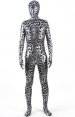 Serie limitée! Noir argent ruché motif brillant métallique déguisement seconde peau