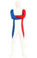 Drapeau de la France tricolore morph suit élasthanne lycra unisexe seconde peau zentai