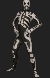 Noir blanc squelette déguisement seconde peau combi intégrale 2.0