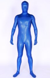 Bleu écaille poisson motif brillant métallique combinaison intégrale déguisement seconde peau
