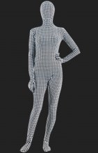 Noir blanc point élasthanne lycra unisexe déguisement seconde peau