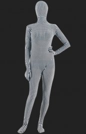 Noir blanc point élasthanne lycra unisexe déguisement seconde peau
