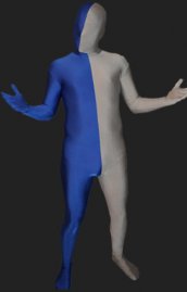 Zentai bicolore argent et bleu élasthanne lycra déguisement seconde peau