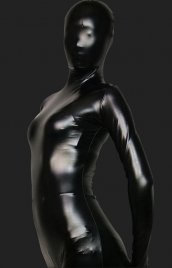 Noir déguisement seconde peau brillant effet métallique unisexe zentai
