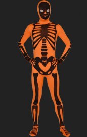 Orange squelette déguisement seconde peau élasthanne Lycra costume zentai