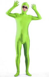 Bourgeon vert ouverture visage déguisement seconde peau spandex lycra