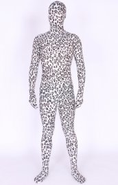 Blanc Léopard lycra élasthanne combinaison intégrale déguisement seconde peaus
