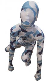 Camouflage blanc bleu élasthanne lycra seconde peau