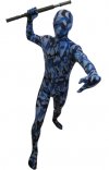 Camouflage bleu foncé et bleu élasthanne lycra seconde peau