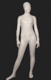 Blanc monochrome PVC zentai combinaison intégrale