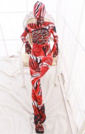 Rouge noir animal motif élasthanne lycra déguisement seconde peau