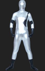 Argent noir effet métallique combi intégrale déguisement zentai