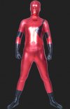 Rouge noir effet métallique combi intégrale déguisement zentai