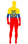 Drapeau de l'Equateur déguisement seconde peau élasthanne lycra
