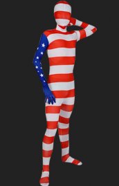 Drapeau americain USA morph suit combi intégrale élasthanne lycra unisexe zentai