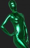 Vert déguisement seconde peau monochrome brillant effet métallique zentai