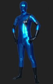 Blue noir effet métallique combi intégrale déguisement zentai