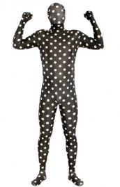 Points déguisement seconde peau noir blanc points élasthanne lycra zentai