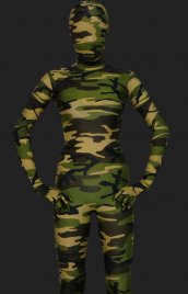 Camouflage unisexe lycra élasthanne combi intégrale seconde peau(vert foncé)