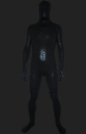 Léopard zentai Noir Léopard motif brillant métallique combinaison intégrale déguisement seconde peau