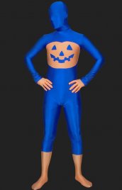 Halloween! Bleu royal citrouille lycra élasthanne unisexe déguisement seconde peau