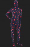 Noir rouge motif étoiles combi intégrale unisexe élasthanne lycra déguisement seconde peau