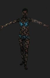 Dentelle noir morph body suit déguisement seconde peau