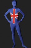 Union Jack morph suit élasthanne lycra zentai seconde peau