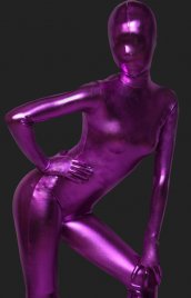 Fushia déguisement seconde peau monochrome brillant effet métallique zentai