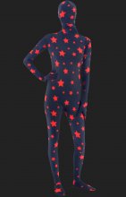 Noir rouge motif étoiles combi intégrale unisexe élasthanne lycra déguisement seconde peau