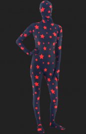 Noir rouge motif étoiles combi intégrale unisexe élasthanne lycra déguisement seconde peau